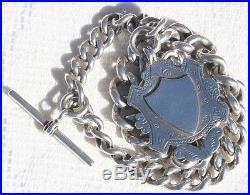 Antique Heavy Solid Silver Albert Pocket Watch Chain with Fob Medal 99g