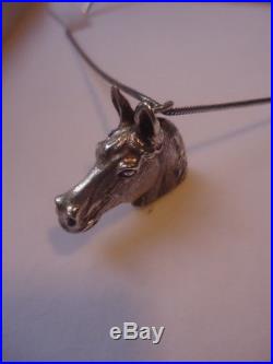 Antique Horse Head Pendant Fob 1.3 Solid Silver UK 1877 Beautifully Sculpted