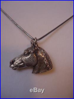 Antique Horse Head Pendant Fob 1.3 Solid Silver UK 1877 Beautifully Sculpted