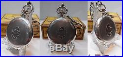 Antique Mens Pocket Watch Omega. 800 Solid Silver Open Face Box And Chain