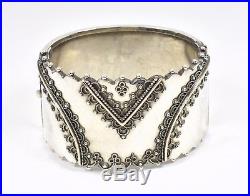 Antique Mid Victorian Solid Silver & Rose Gold Hinge Bracelet