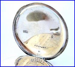 Antique Pocket Watch OMEGA Hunter Art Deco Solid Silver 1910c Working