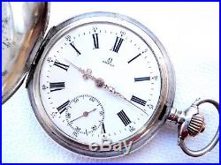 Antique Pocket Watch OMEGA Hunter Art Deco Solid Silver 1915c Working 53mm