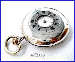 Antique Pocket Watch Swiss OMEGA Hunter 1910c Working 53mm Solid Silver