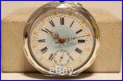 Antique Rare Men's Solid Silver 0.800 France Pocket Watch With Beautiful Dial