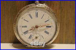 Antique Rare Men's Two Tone Solid Silver 800 Open Face Pocket Watch With Symbol