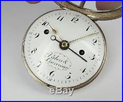 Antique Robert & Courvoisier pocket watch, alarm verge, solid silver, excellent