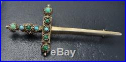 Antique SOLID SILVER GILT & Persian Turquoise SWORD BROOCH Austro Hungarian