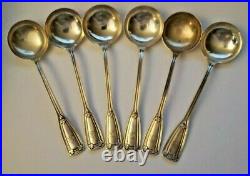 Antique Set 6 Sterling Silver Tiffany & Co 1909 St Dunstan Soup Bullion Spoons