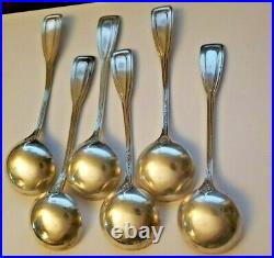 Antique Set 6 Sterling Silver Tiffany & Co 1909 St Dunstan Soup Bullion Spoons