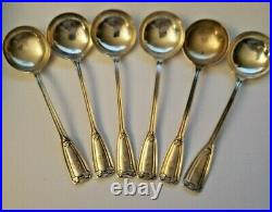 Antique Set 6 Sterling Silver Tiffany & Co 1909 St Dunstan Soup Bullion Spoons