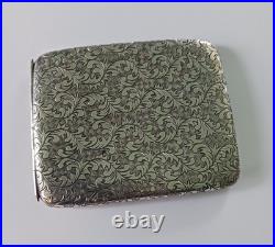 Antique Silver Cigarette Case Kanji Handmade Japanese Antique