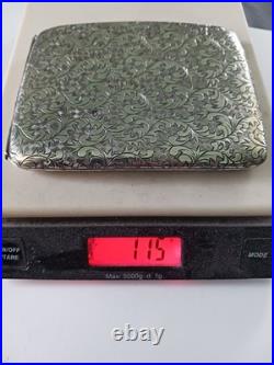 Antique Silver Cigarette Case Kanji Handmade Japanese Antique