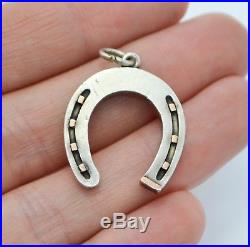 Antique Solid SILVER & ROSE GOLD Unusual HORSESHOE Lucky PENDANT Nice Size