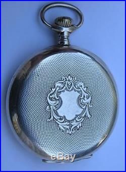 Antique Solid Silver 0.800 Open Face Men's Pocket Watch Swiss Made 1902