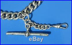Antique Solid Silver Albert Watch Chain Necklace 22inch Chester 1923 65 GRAMS