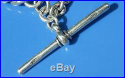 Antique Solid Silver Albert Watch Chain Necklace 22inch Chester 1923 65 GRAMS