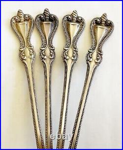 Antique Sterling Olde Colonial By Towle Bullion Spoons, 5. Set Of 4
