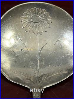 Antique Tilden Thurber & Co Small Serving Bullion Spoon Acid Etched Flower 18 G Antique Tilden Thurber & Co Small Serving Bullion Spoon Acid Etched Flower 18 G