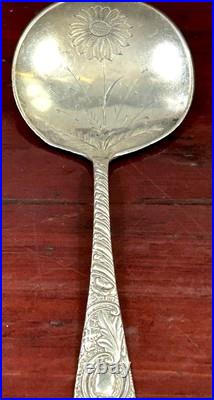 Antique Tilden Thurber & Co Small Serving Bullion Spoon Acid Etched Flower 18 G Antique Tilden Thurber & Co Small Serving Bullion Spoon Acid Etched Flower 18 G