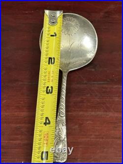 Antique Tilden Thurber & Co Small Serving Bullion Spoon Acid Etched Flower 18 G Antique Tilden Thurber & Co Small Serving Bullion Spoon Acid Etched Flower 18 G