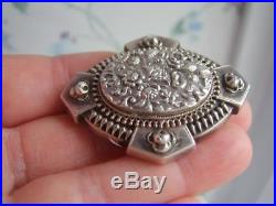 Antique VICTORIAN Solid SILVER Mourning LOCKET Brooch Prince of Wales Hair Curl