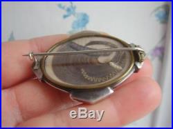 Antique VICTORIAN Solid SILVER Mourning LOCKET Brooch Prince of Wales Hair Curl