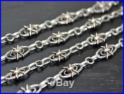 Antique Victorian 50 SOLID SILVER French Fancy Link Long Guard / Muff Chain