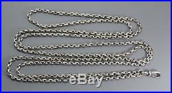 Antique Victorian 56 SOLID SILVER Heavy Long Guard / Muff Chain with Dog Clip