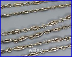 Antique Victorian 57 SOLID SILVER French Fancy Link Long Guard / Muff Chain