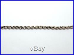 Antique Victorian B'Ham 1895 925 Sterling Silver Solid Rope Chain & T Bar 37.9g