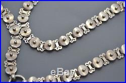 Antique Victorian SOLID SILVER Beaded Detail Unusual Collar BOOK CHAIN Necklace