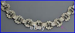 Antique Victorian SOLID SILVER Double Sided ENGRAVED Collar BOOK CHAIN Necklace