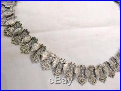 Antique Victorian SOLID SILVER ENGRAVED Collar BOOK CHAIN Necklace Ectrusian