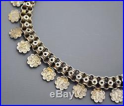 Antique Victorian SOLID SILVER Stars & Engraved DISCS Collar BOOK CHAIN Necklace