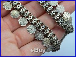 Antique Victorian SOLID SILVER Stars & Engraved DISCS Collar BOOK CHAIN Necklace