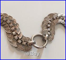 Antique Victorian SOLID SILVER Unusual Collar BOOK CHAIN Necklace
