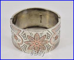 Antique Victorian Solid Silver Aesthetic Hinged Bracelet (G. Loveridge, 1884)
