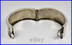 Antique Victorian Solid Silver Aesthetic Hinged Bracelet, Night & Day, c1890