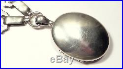 Antique Victorian Solid Silver Engraved Buckle Picture Locket Pendant & Collar