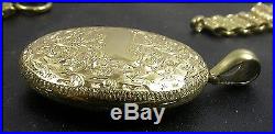 Antique Victorian Solid Sterling Silver Gilded Book chain Collar & Oval Locket