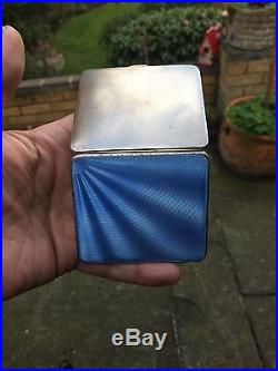 Antique Vintage Blue Enamel Solid Silver Cigarette Case Card Box It Is Not Scrap