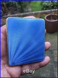 Antique Vintage Blue Enamel Solid Silver Cigarette Case Card Box It Is Not Scrap