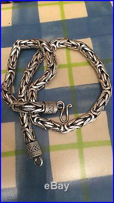 Antique Vintage Style Designer Very Thick Solid Silver Chain Necklace Rare Piece
