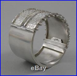 Antique Wide Victorian Solid Silver Hinged Cuff Bracelet Bangle Birmingham 1883