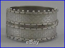 Antique Wide Victorian Solid Silver Hinged Cuff Bracelet Bangle Birmingham 1883