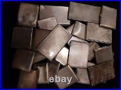 Antique solid silver cigarette cases 3236g scrap collect, all UK hallmarked