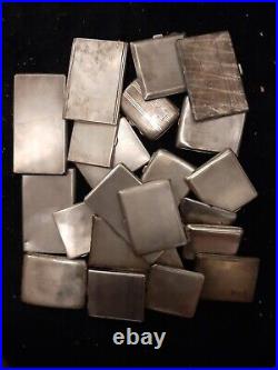 Antique solid silver cigarette cases 3236g scrap collect, all UK hallmarked