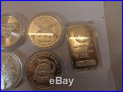 Aprox 6.5 oz solid. 999 fine silver bullion bar & coins 1 x 1/2oz & 6 x 1oz lot