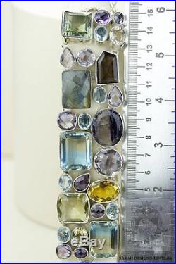 Aquamarine Citrine Labradorite Topaz Amethyst 925 Solid Silver Bracelet